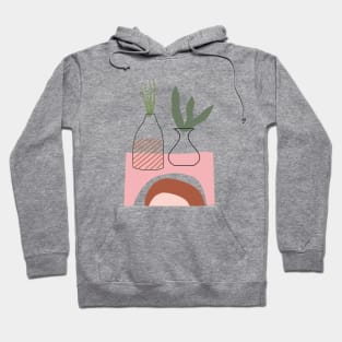 Boho Abstract Vases and Plants Leaves Organic forms Hoodie